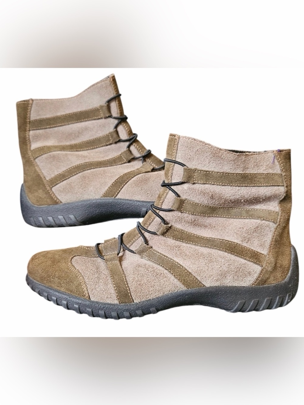 Remonte Taupe and Olive Suede Lace-Up Ankle Boots